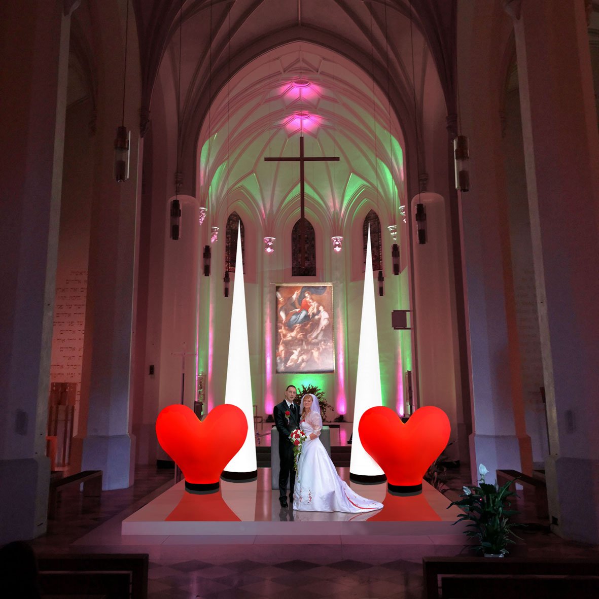 weddingLIGHT airLIGHT Hochzeitsdeko Hochzeit Kirche 1