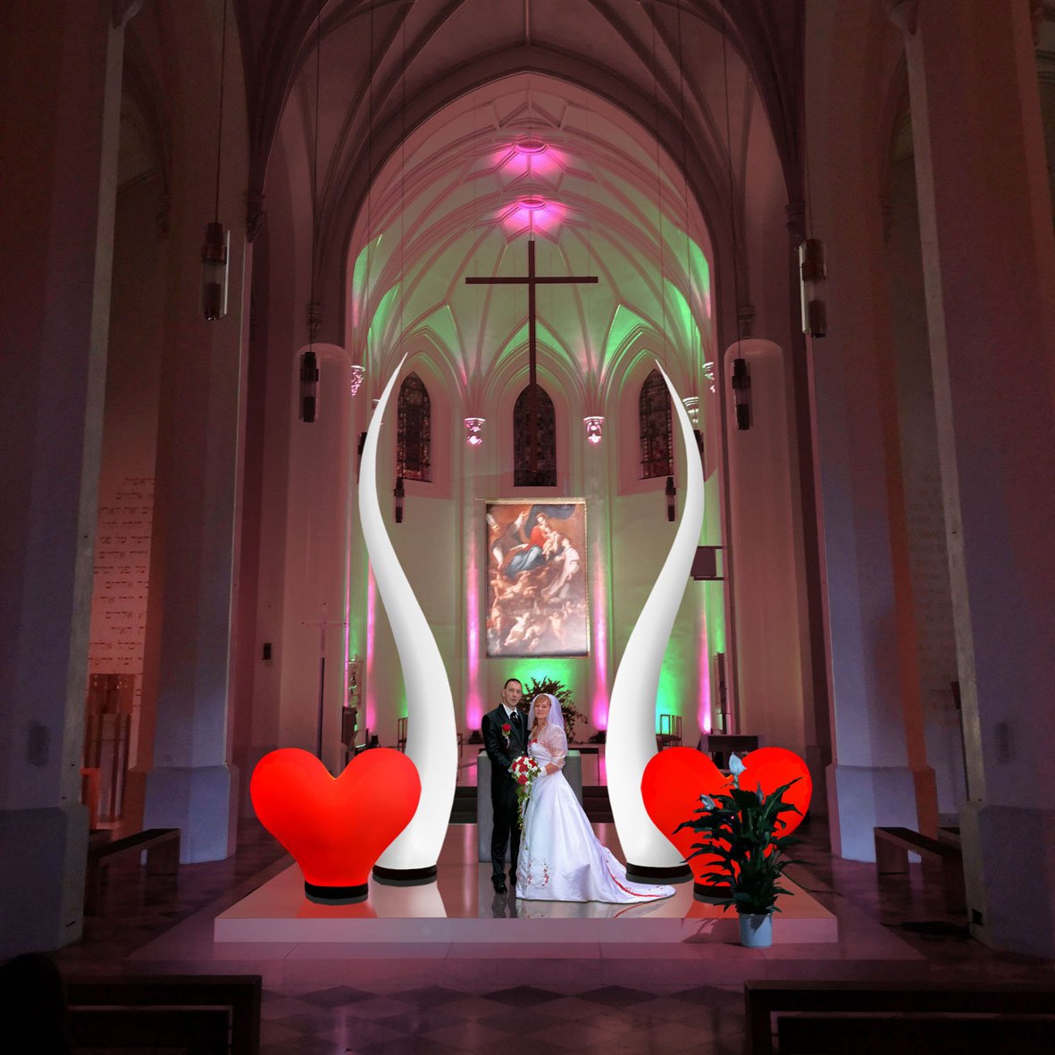 weddingLIGHT airLIGHT Hochzeitsdeko Hochzeit Kirche 2