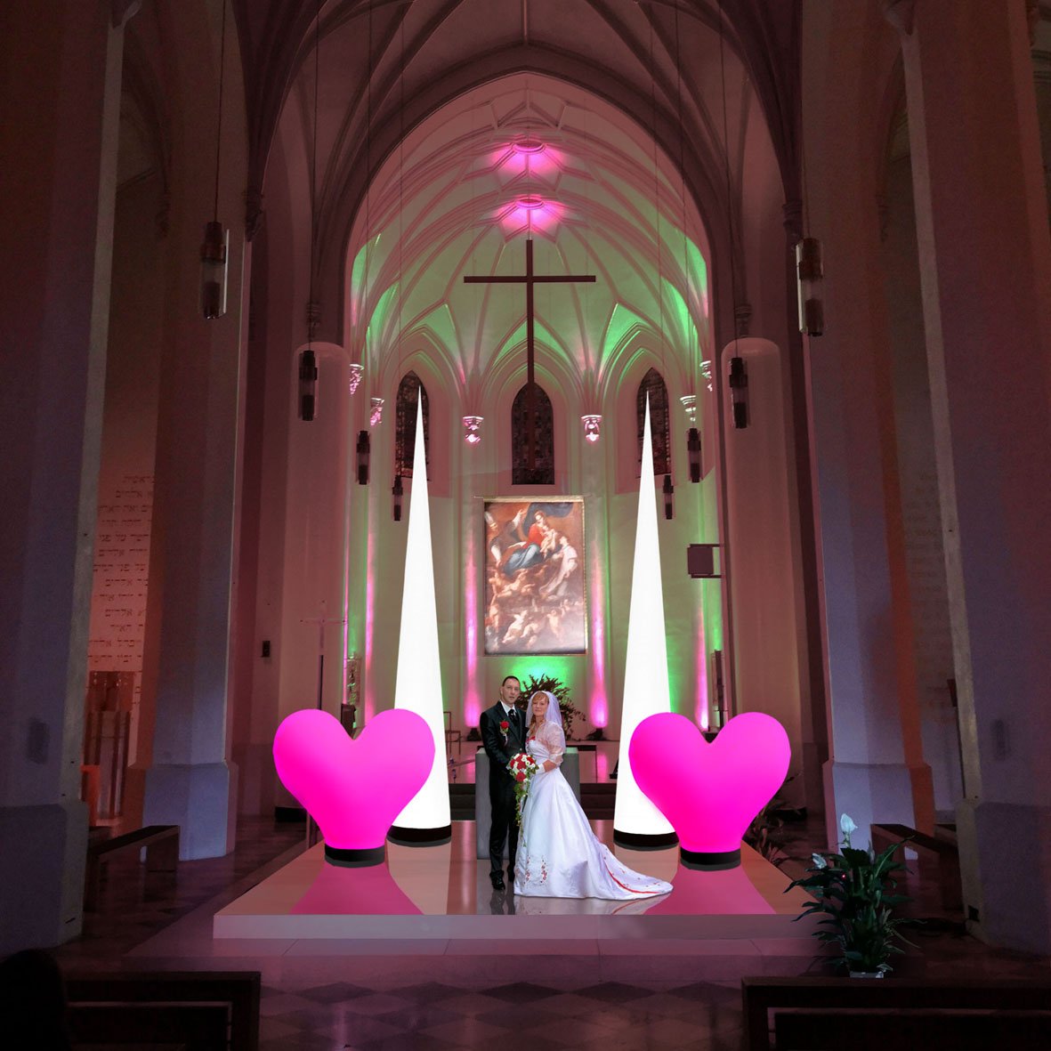 weddingLIGHT airLIGHT Hochzeitsdeko Hochzeit Kirche 5