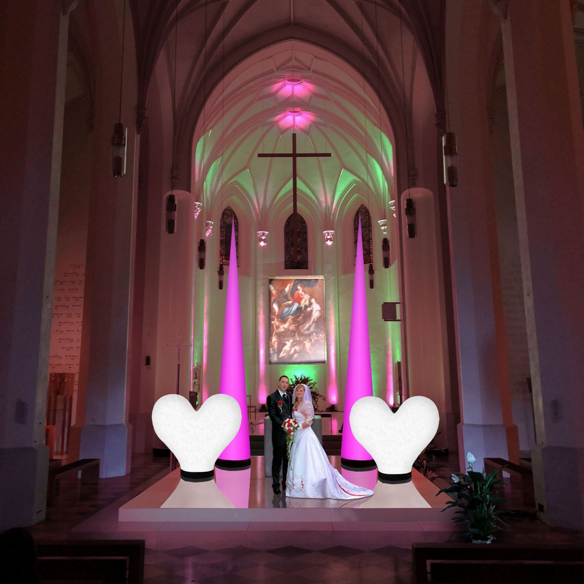 weddingLIGHT airLIGHT Hochzeitsdeko Hochzeit Kirche 8